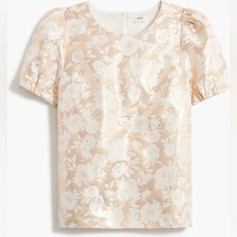 J.Crew‎ Jacquard Puff-Sleeve Top